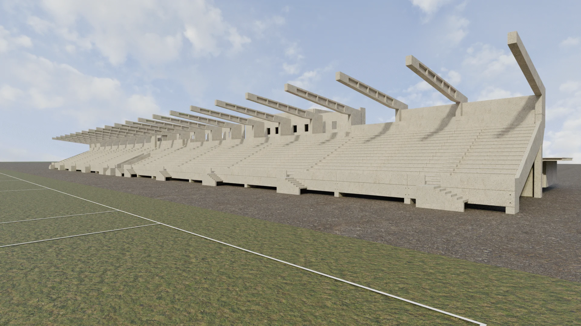 3D exterior render of a proposed stadia development for planning submission