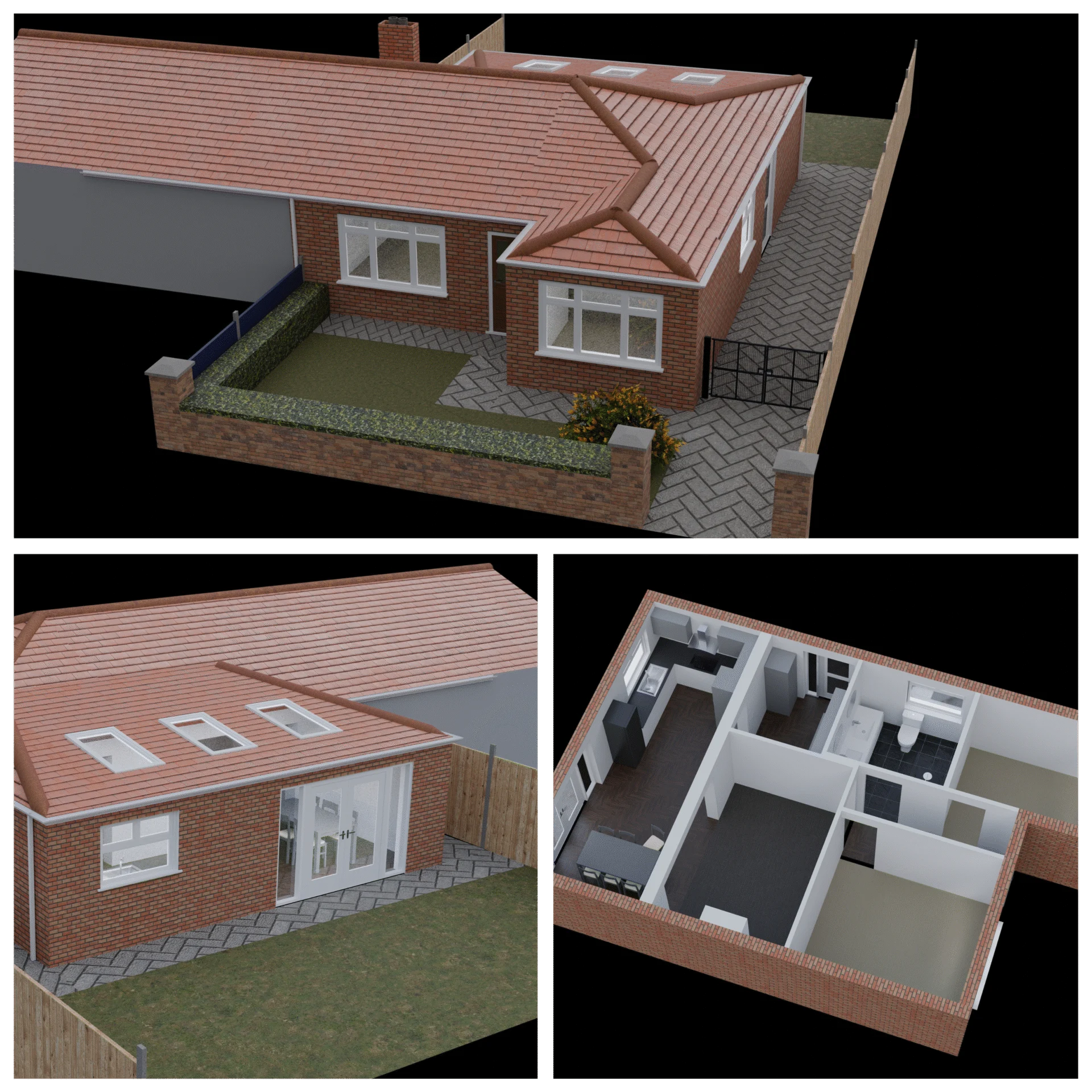 Architectural 3D model of new build housing project in Northern Ireland