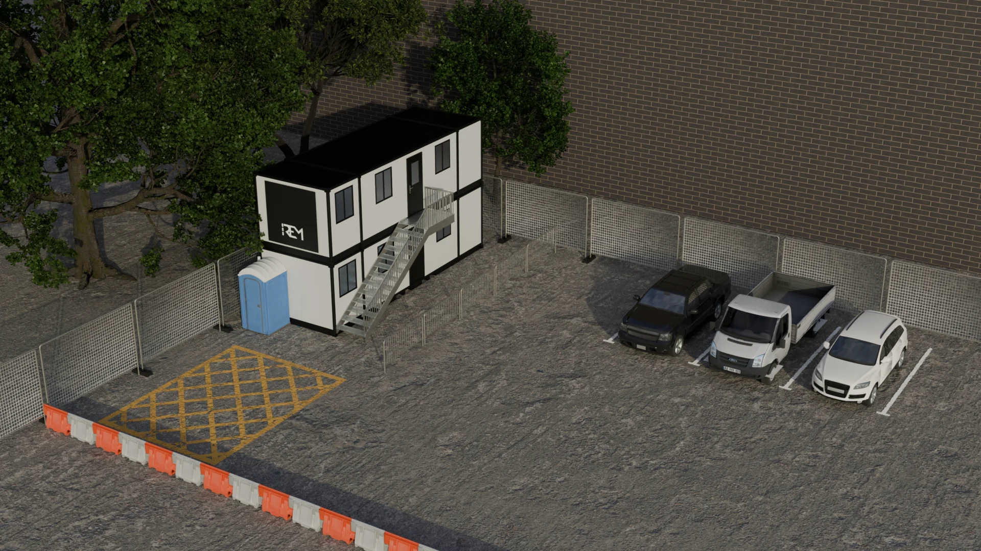 Proposed site layout rendered in 3D for tender presentation